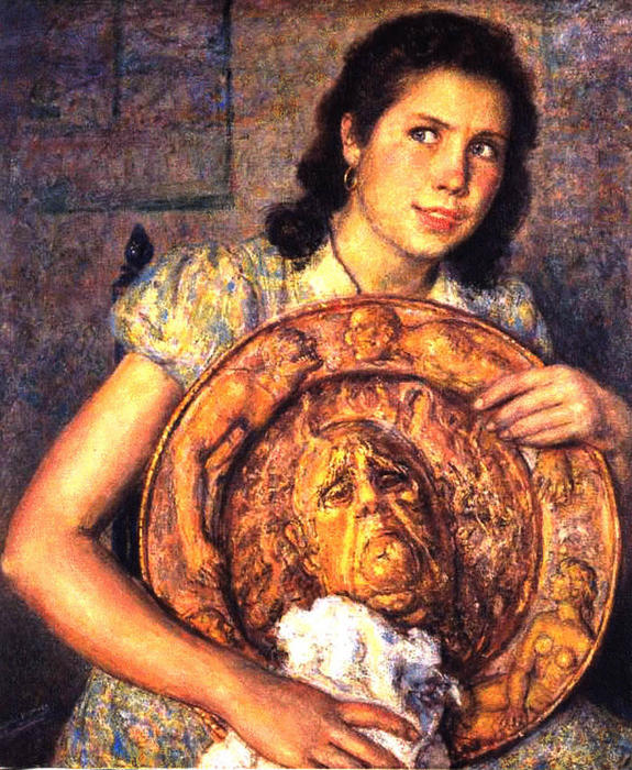Wikioo.org – La Enciclopedia de las Bellas Artes - Pintura, Obras de arte de Eugenio Hermoso Martínez - Mujer con Platón