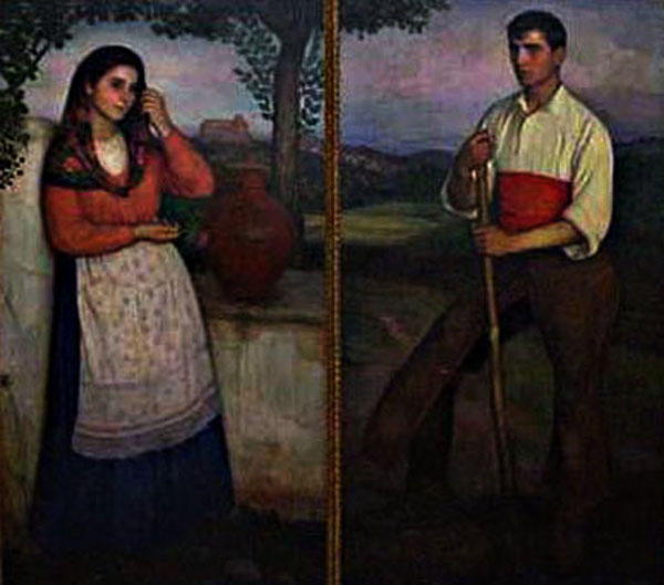 WikiOO.org - Encyclopedia of Fine Arts - Festés, Grafika Eugenio Hermoso Martínez - Pareja de Jovenes