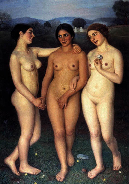 WikiOO.org - Encyclopedia of Fine Arts - Maalaus, taideteos Eugenio Hermoso Martínez - Tres Desnudos