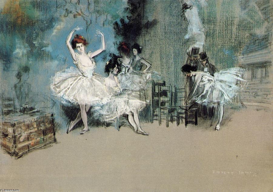 WikiOO.org - Encyclopedia of Fine Arts - Festés, Grafika Everett Shinn - Ballet Dancers