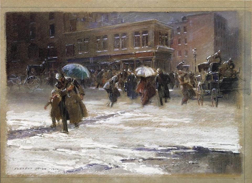 Wikioo.org - The Encyclopedia of Fine Arts - Painting, Artwork by Everett Shinn - Before The Flatiron Building Was Built,
