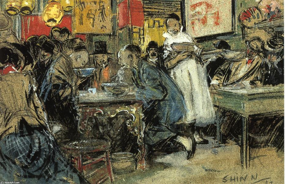 Wikioo.org – La Enciclopedia de las Bellas Artes - Pintura, Obras de arte de Everett Shinn - chino restaurante