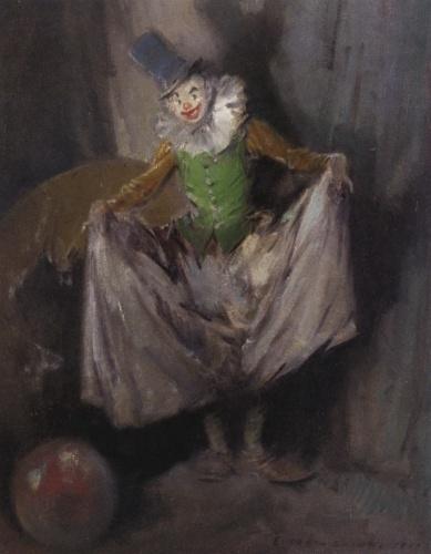 Wikioo.org – La Enciclopedia de las Bellas Artes - Pintura, Obras de arte de Everett Shinn - Payaso con los pantalones grandes