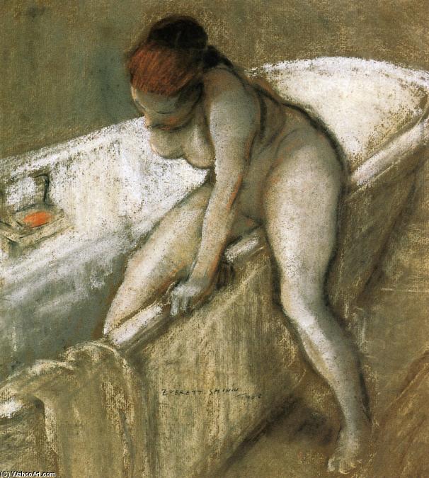 Wikioo.org - The Encyclopedia of Fine Arts - Painting, Artwork by Everett Shinn - Girl in Bathtub