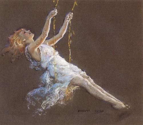 Wikioo.org - The Encyclopedia of Fine Arts - Painting, Artwork by Everett Shinn - Girl On A Swing
