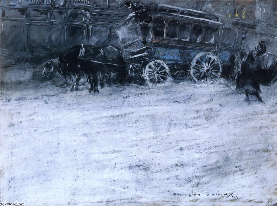 WikiOO.org - Encyclopedia of Fine Arts - Schilderen, Artwork Everett Shinn - Horsedrawn Bus