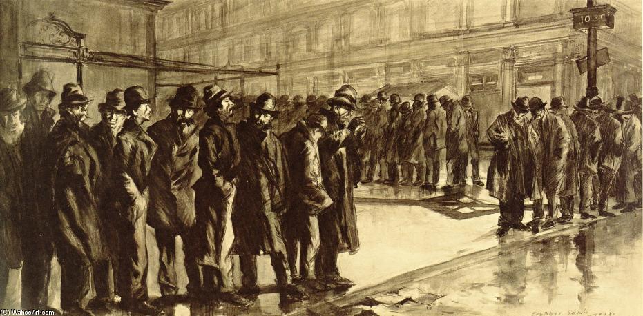 WikiOO.org - Енциклопедія образотворчого мистецтва - Живопис, Картини
 Everett Shinn - Out of a Job - News of the Unemployed