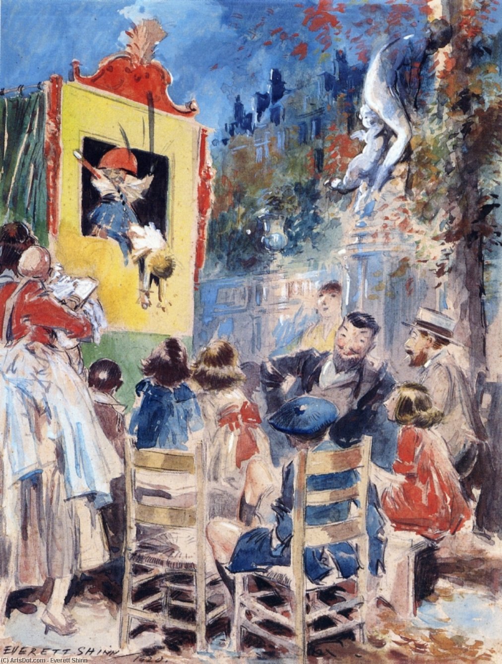 Wikioo.org – La Enciclopedia de las Bellas Artes - Pintura, Obras de arte de Everett Shinn - Punch y Judy