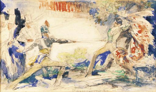 Wikioo.org – La Enciclopedia de las Bellas Artes - Pintura, Obras de arte de Everett Shinn - El Duelo