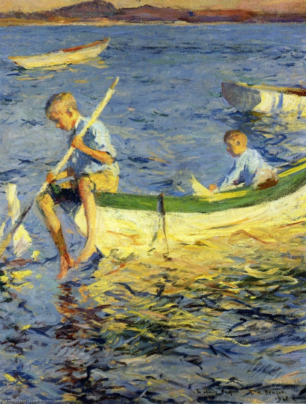 Wikioo.org - The Encyclopedia of Fine Arts - Painting, Artwork by Frank Weston Benson - Boating at Vinalhaven