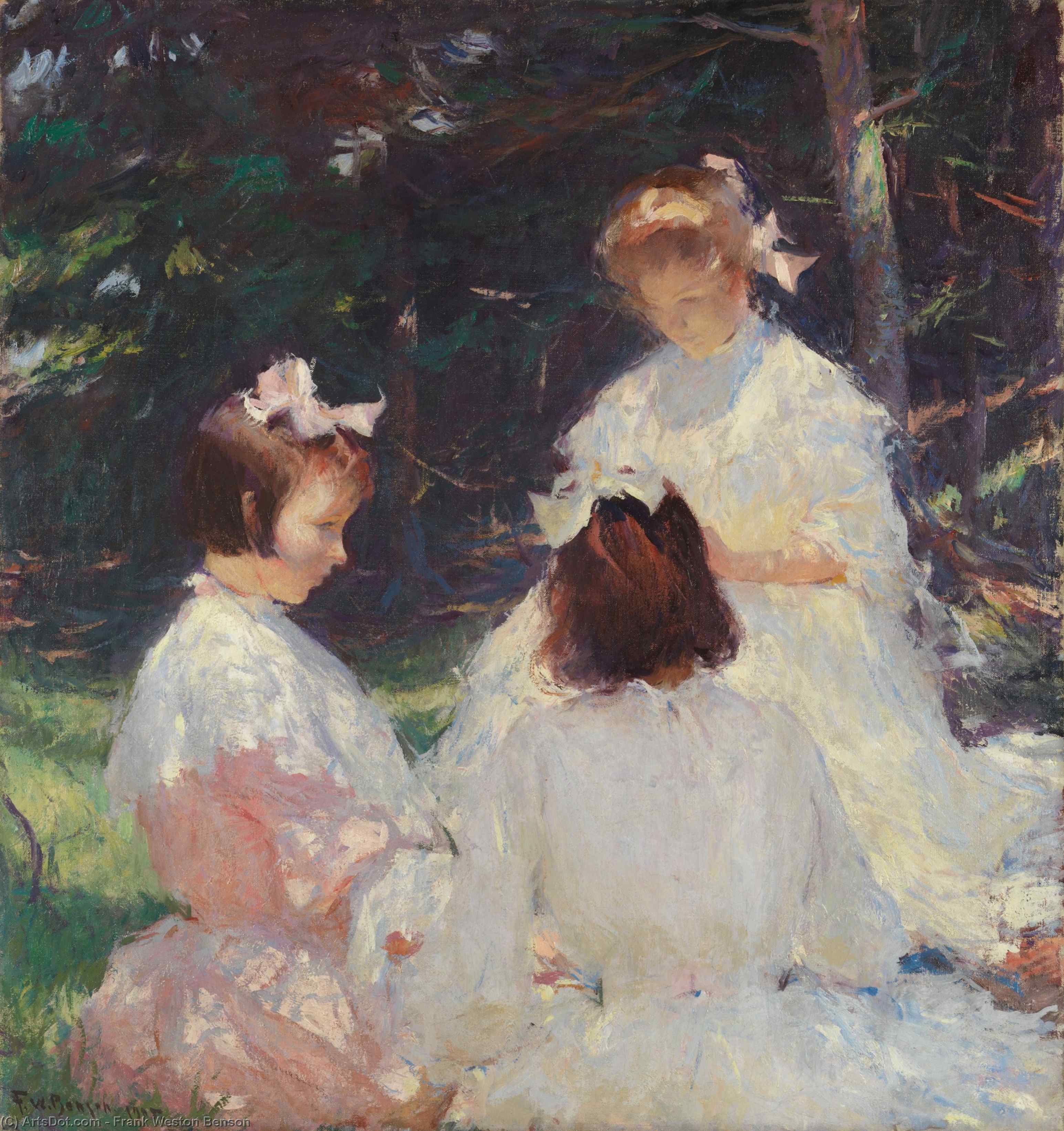 Wikioo.org - The Encyclopedia of Fine Arts - Painting, Artwork by Frank Weston Benson - Children in Woods