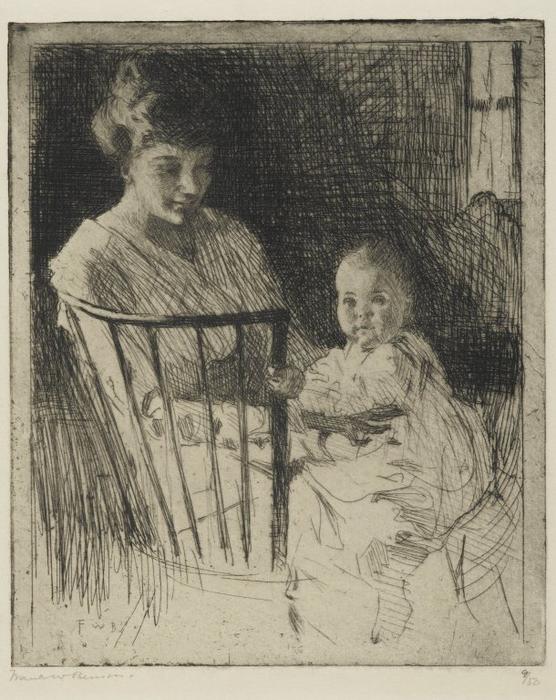 Wikioo.org - The Encyclopedia of Fine Arts - Painting, Artwork by Frank Weston Benson - Mother and Child