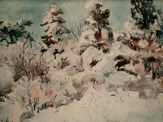 Wikioo.org - The Encyclopedia of Fine Arts - Painting, Artwork by Frank Weston Benson - Snow-Laden Trees