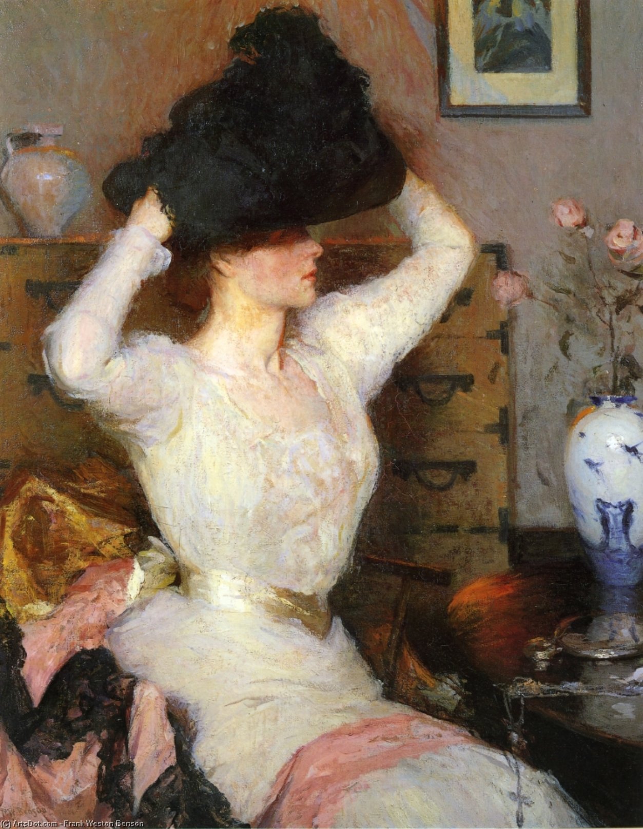 Wikioo.org - The Encyclopedia of Fine Arts - Painting, Artwork by Frank Weston Benson - The Black Hat