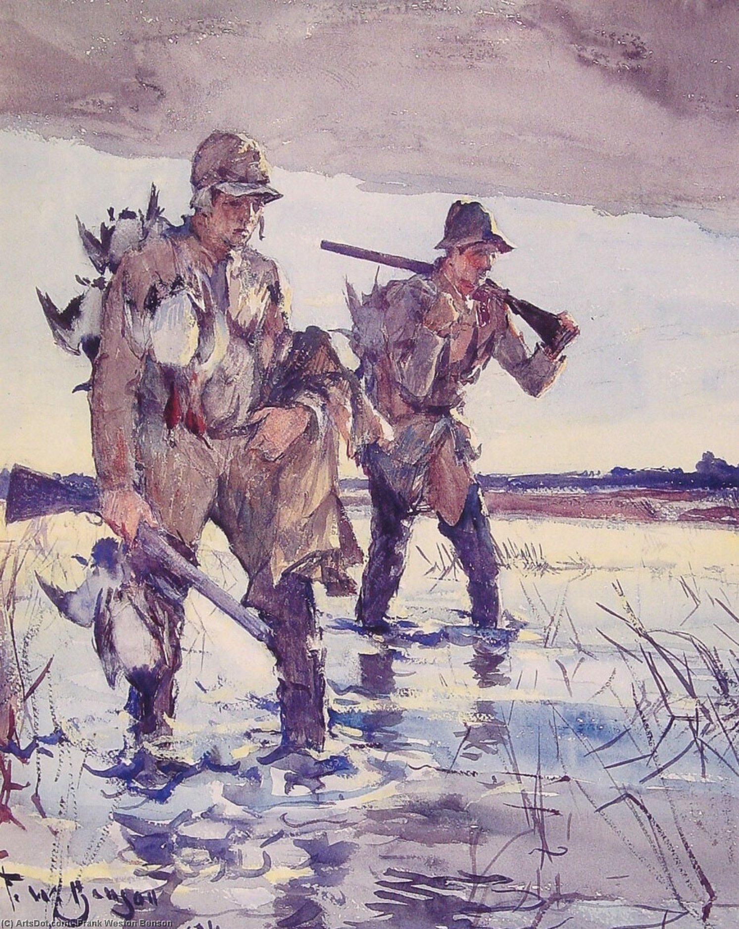 Wikioo.org – L'Encyclopédie des Beaux Arts - Peinture, Oeuvre de Frank Weston Benson - Deux chasseurs de canard