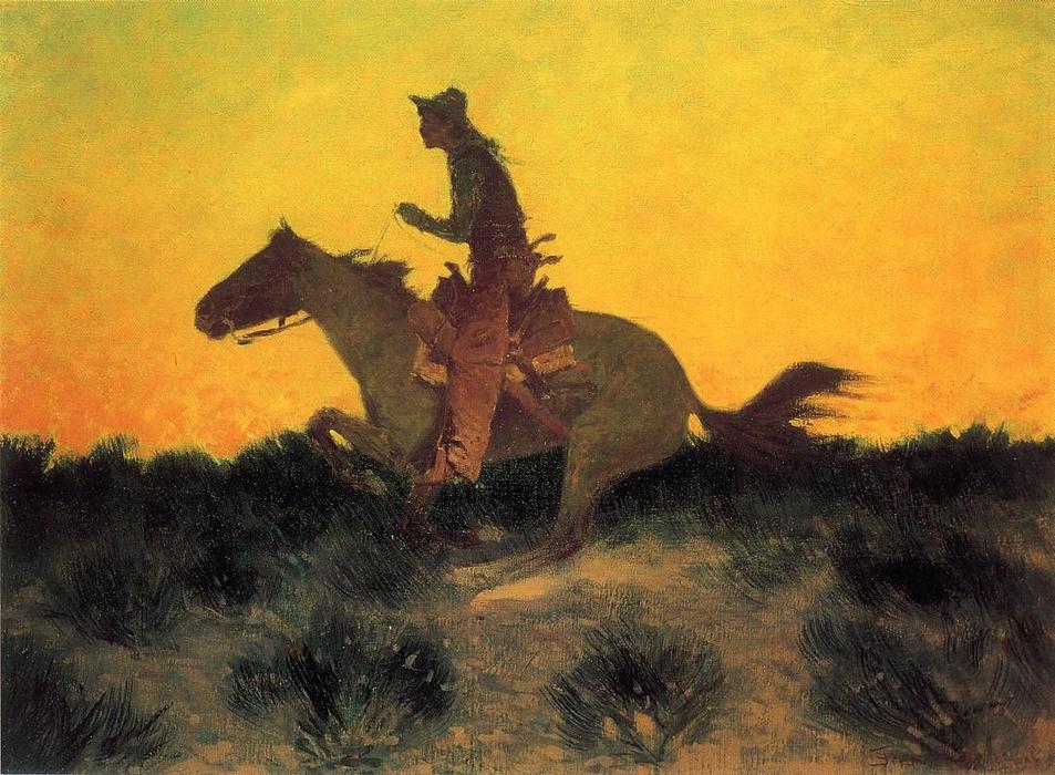 Wikioo.org - The Encyclopedia of Fine Arts - Painting, Artwork by Frederic Remington - Against the Sunset