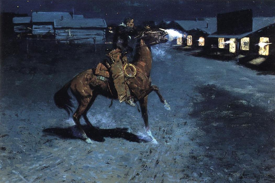 Wikioo.org - The Encyclopedia of Fine Arts - Painting, Artwork by Frederic Remington - An Arguement with the Town Marshall