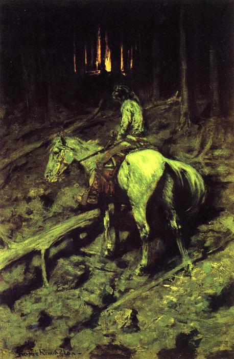 Wikioo.org - The Encyclopedia of Fine Arts - Painting, Artwork by Frederic Remington - Apache Fire Signal