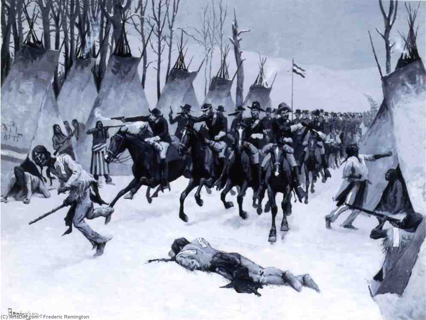 WikiOO.org - Enciklopedija likovnih umjetnosti - Slikarstvo, umjetnička djela Frederic Remington - Battle of Washita