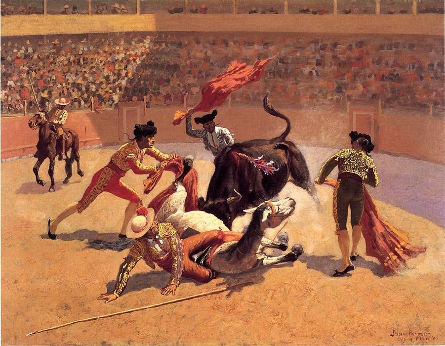 WikiOO.org - Encyclopedia of Fine Arts - Lukisan, Artwork Frederic Remington - Bull Fight in Mexico