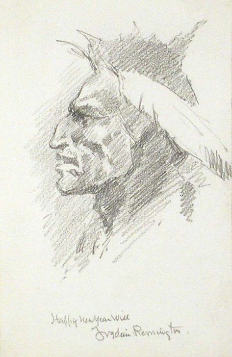 Wikioo.org - The Encyclopedia of Fine Arts - Painting, Artwork by Frederic Remington - Indian Head 1