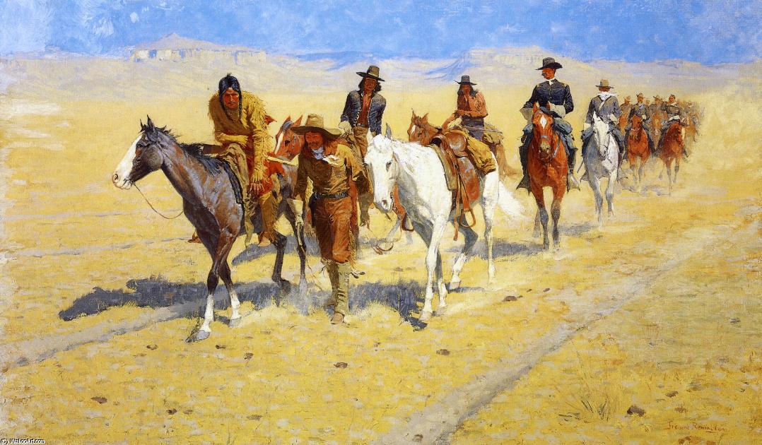 Wikioo.org - The Encyclopedia of Fine Arts - Painting, Artwork by Frederic Remington - Pony Tracks in the Buffalo Trails