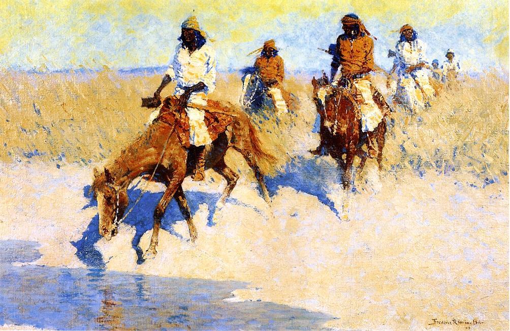 Wikioo.org – L'Encyclopédie des Beaux Arts - Peinture, Oeuvre de Frederic Remington - flaque dans le désert