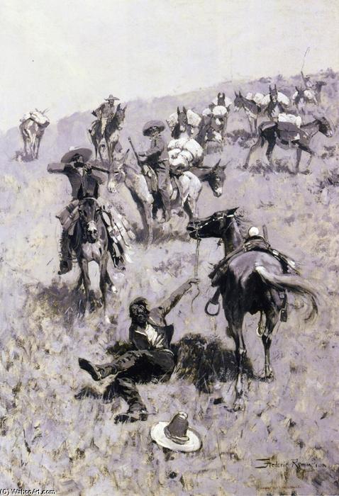 Wikioo.org - The Encyclopedia of Fine Arts - Painting, Artwork by Frederic Remington - Smuggler Atacked by Mexican Customs Guards