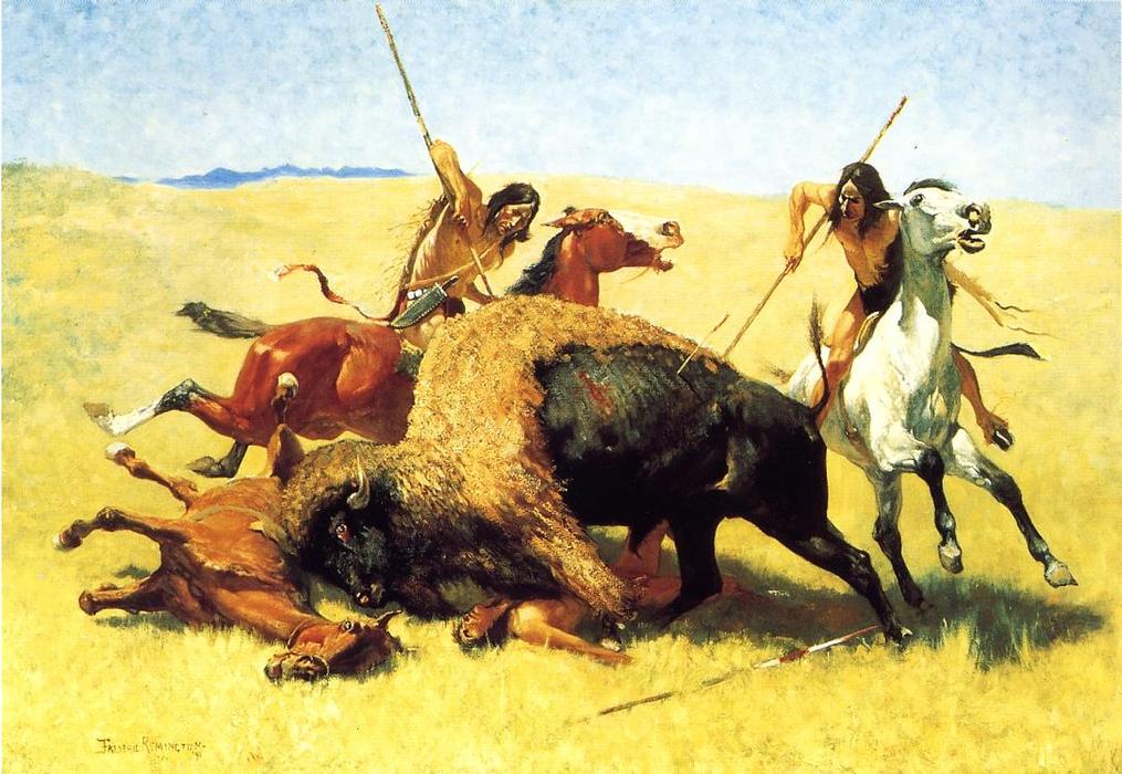 Wikioo.org - The Encyclopedia of Fine Arts - Painting, Artwork by Frederic Remington - The Buffalo Hunt