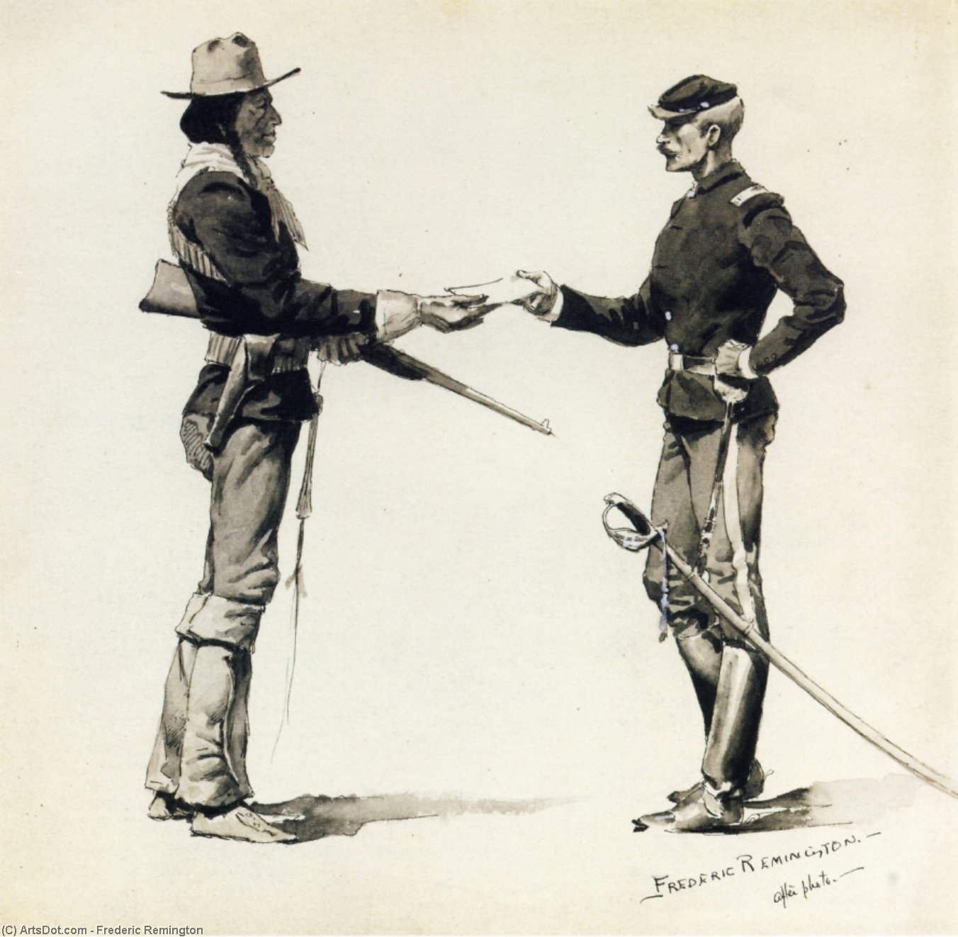 WikiOO.org - 백과 사전 - 회화, 삽화 Frederic Remington - The Dispatch Bearer Troop B, United States Scouts