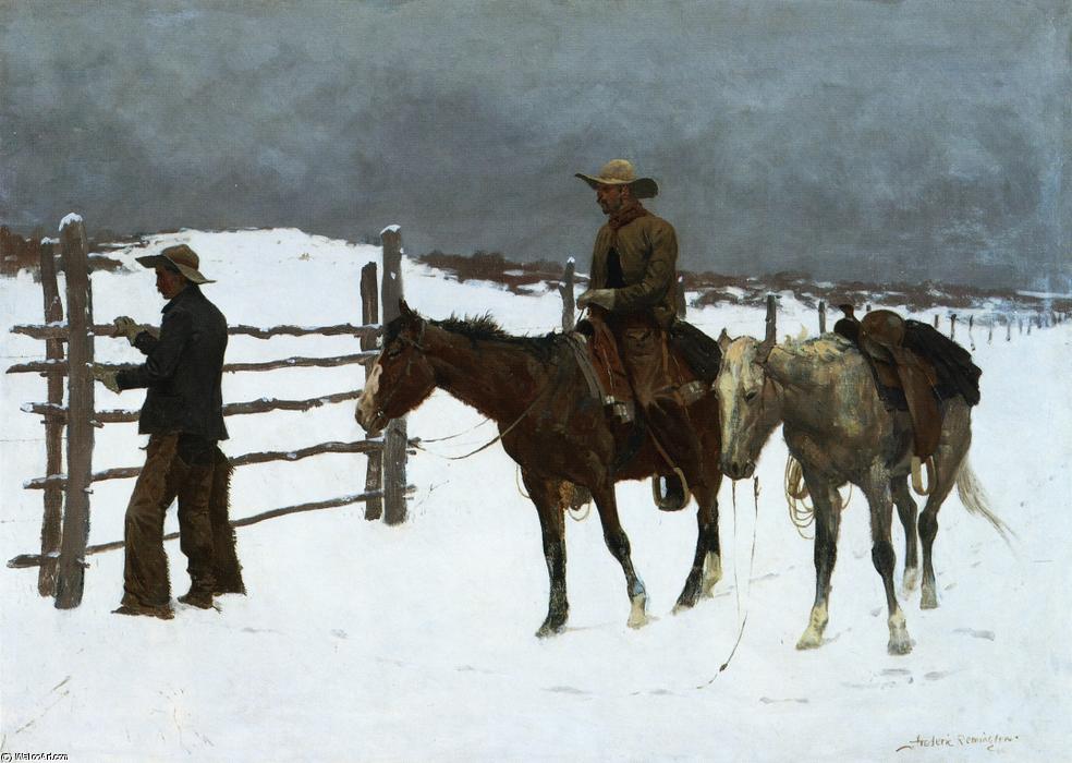 Wikioo.org – La Enciclopedia de las Bellas Artes - Pintura, Obras de arte de Frederic Remington - el caída del vaquero