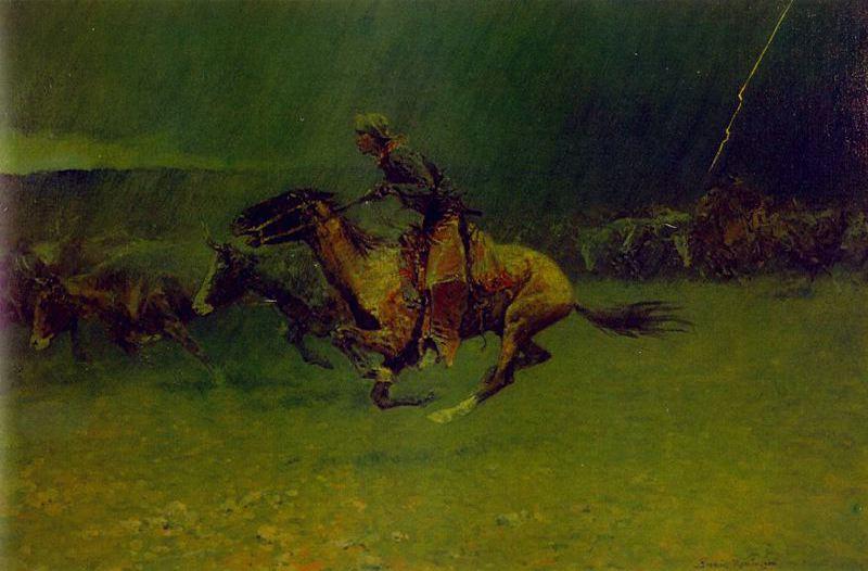 WikiOO.org - 백과 사전 - 회화, 삽화 Frederic Remington - The Stampede