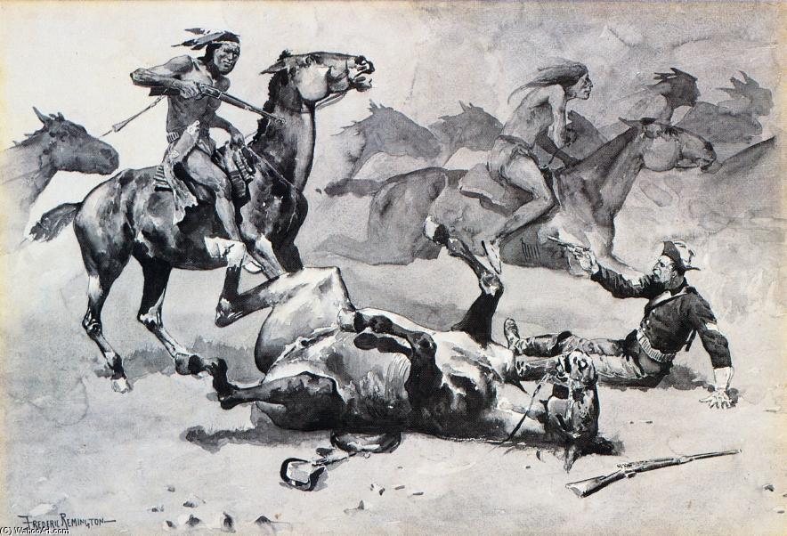 Wikioo.org - The Encyclopedia of Fine Arts - Painting, Artwork by Frederic Remington - Unhorsed