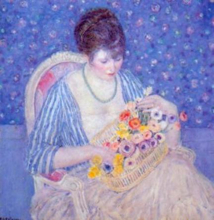 Wikioo.org - The Encyclopedia of Fine Arts - Painting, Artwork by Frederick Carl Frieseke - Basket of Flowers
