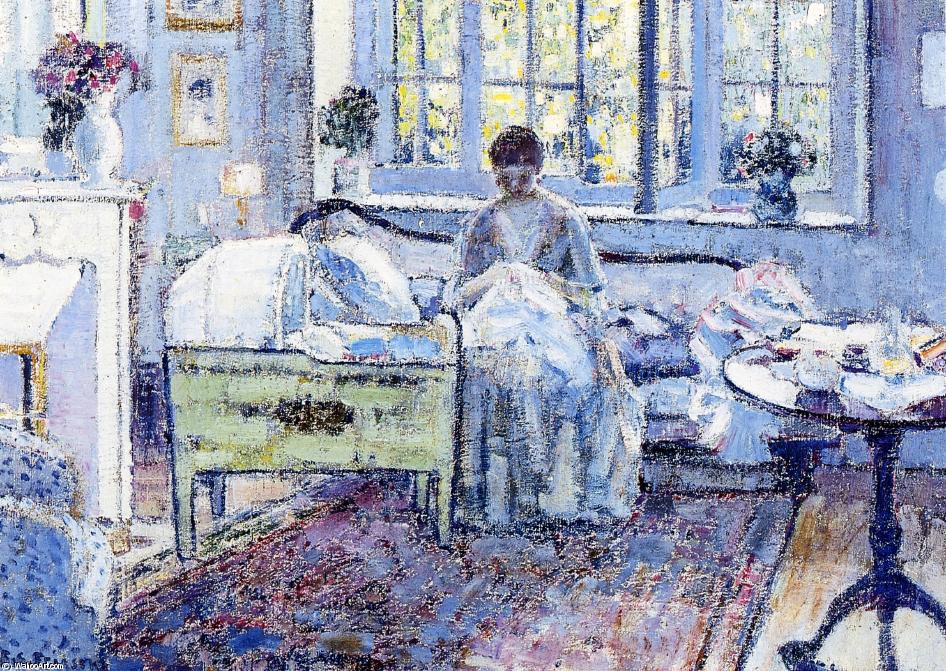 Wikioo.org - The Encyclopedia of Fine Arts - Painting, Artwork by Frederick Carl Frieseke - By The Cradle