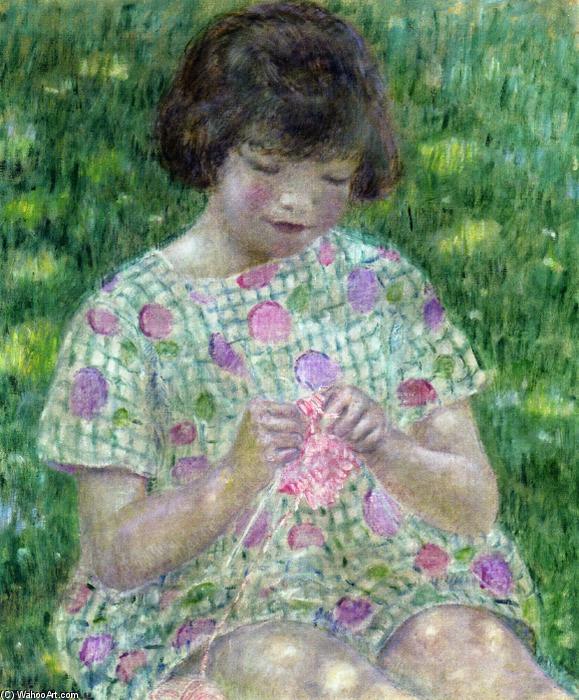 Wikioo.org - สารานุกรมวิจิตรศิลป์ - จิตรกรรม Frederick Carl Frieseke - Child Knitting