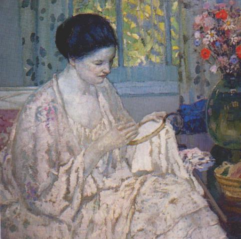 Wikioo.org - The Encyclopedia of Fine Arts - Painting, Artwork by Frederick Carl Frieseke - Embroidery