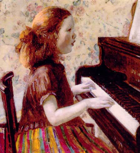 Wikioo.org - The Encyclopedia of Fine Arts - Painting, Artwork by Frederick Carl Frieseke - Girl on the Piano