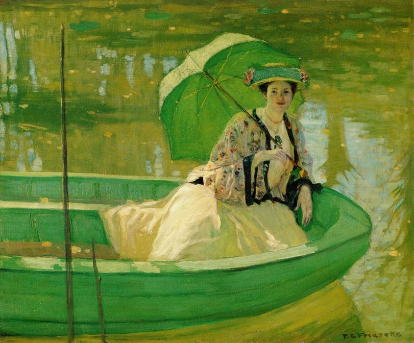 Wikioo.org - The Encyclopedia of Fine Arts - Painting, Artwork by Frederick Carl Frieseke - Lady With Parasol