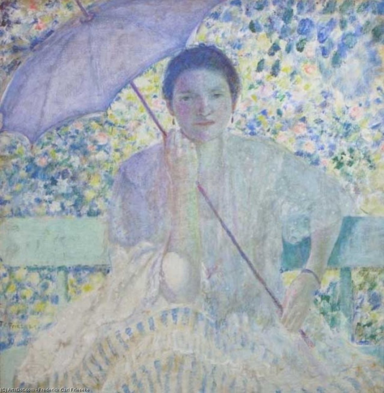 Wikioo.org - The Encyclopedia of Fine Arts - Painting, Artwork by Frederick Carl Frieseke - Lady with the Sunshade