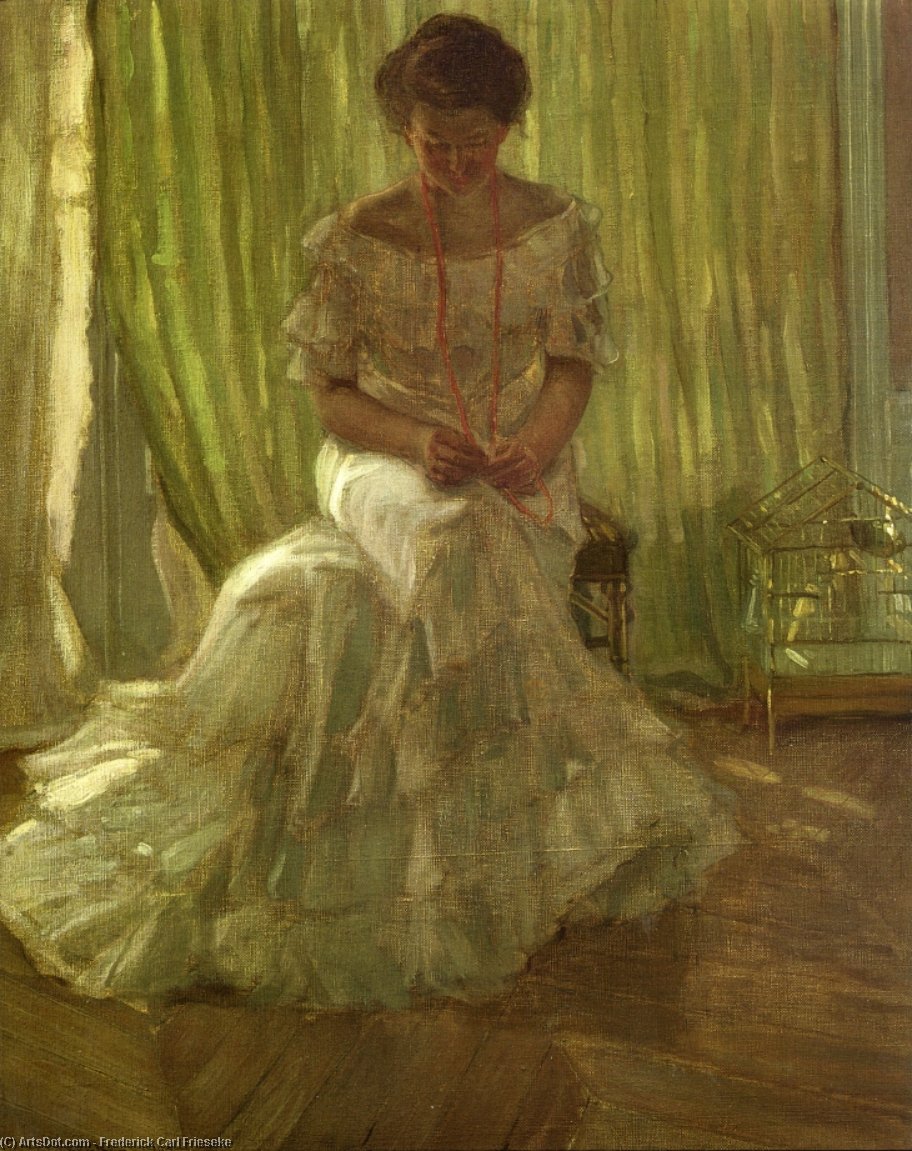 Wikioo.org - The Encyclopedia of Fine Arts - Painting, Artwork by Frederick Carl Frieseke - Medora Clark At The Clark Apartment, Paris
