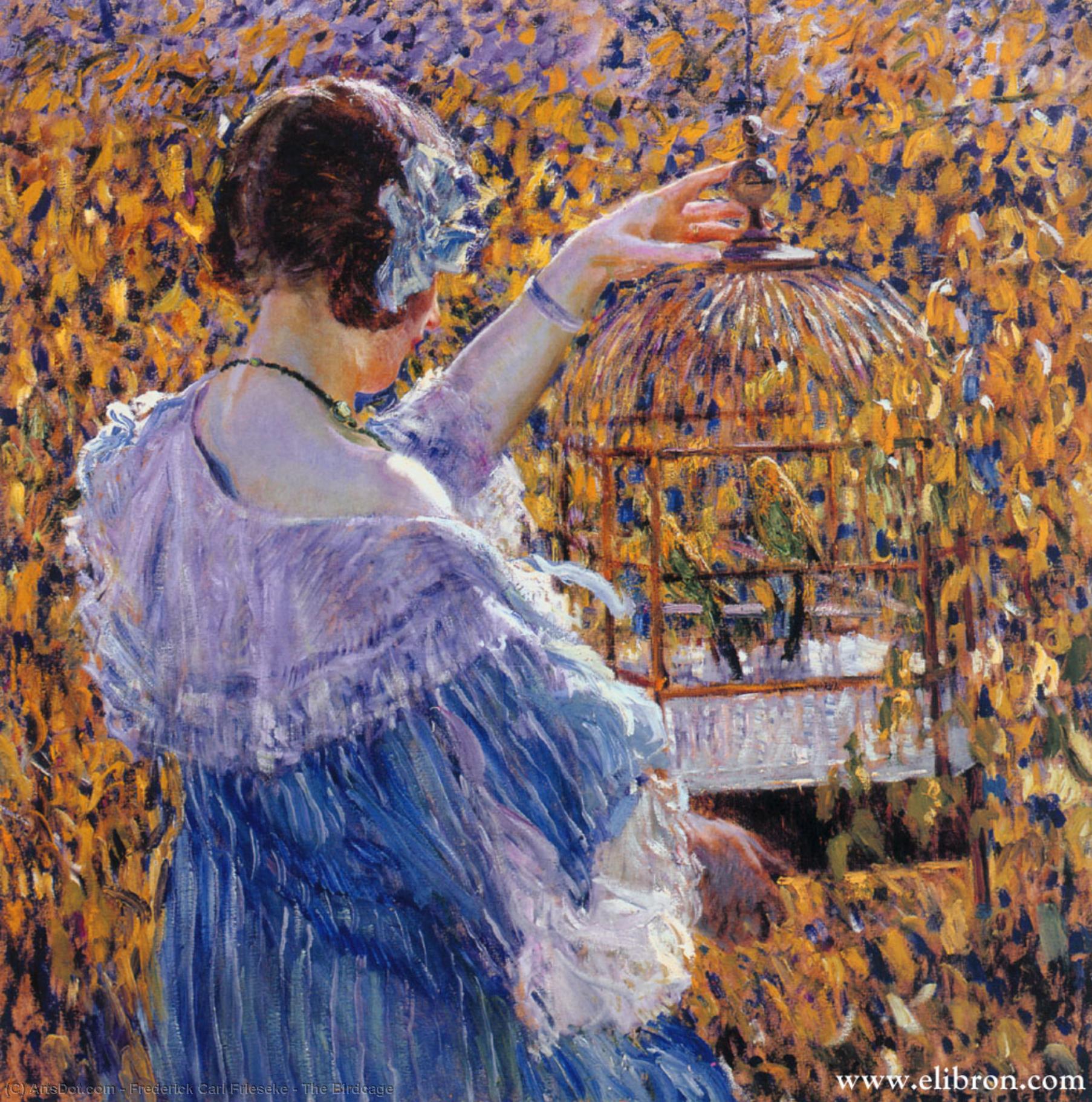 WikiOO.org - Encyclopedia of Fine Arts - Maalaus, taideteos Frederick Carl Frieseke - The Birdcage