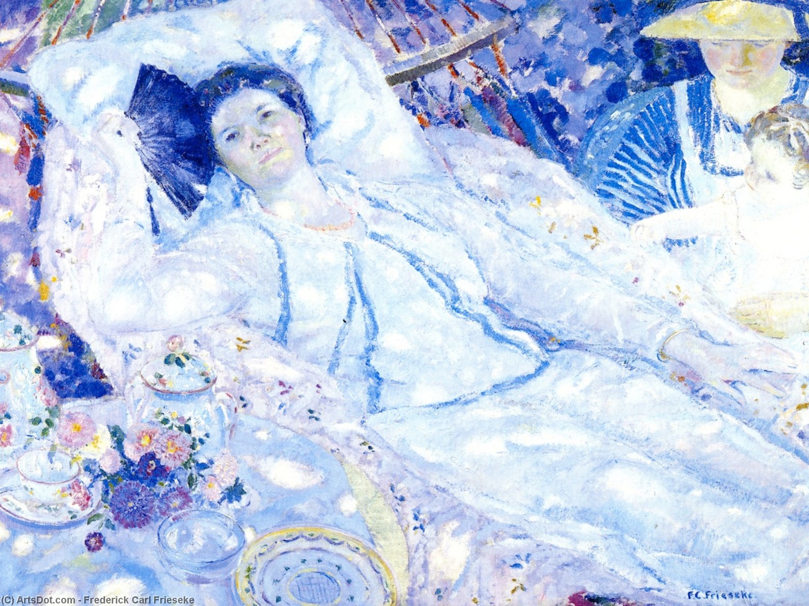Wikioo.org - The Encyclopedia of Fine Arts - Painting, Artwork by Frederick Carl Frieseke - The Hammock