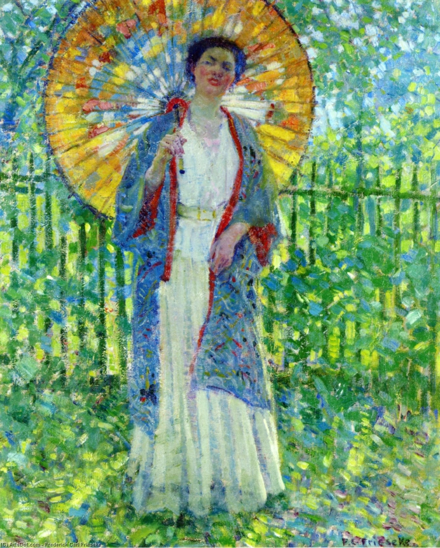 WikiOO.org - Encyclopedia of Fine Arts - Maleri, Artwork Frederick Carl Frieseke - The Japanese Parasol