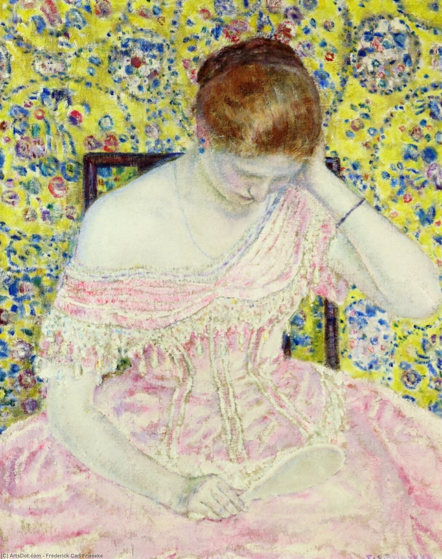 Wikioo.org - The Encyclopedia of Fine Arts - Painting, Artwork by Frederick Carl Frieseke - The Old Fashioned Gown