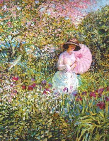 Wikioo.org - The Encyclopedia of Fine Arts - Painting, Artwork by Frederick Carl Frieseke - The Pink Parasol
