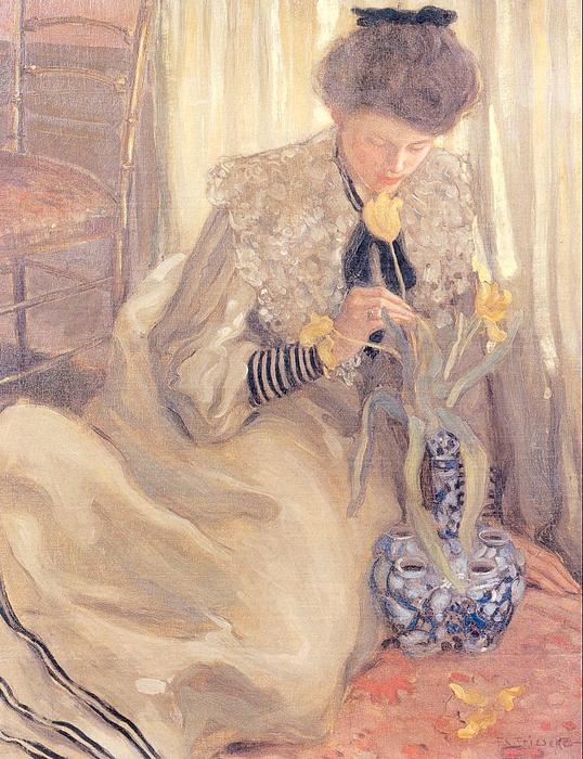 Wikioo.org - The Encyclopedia of Fine Arts - Painting, Artwork by Frederick Carl Frieseke - The Yellow Tulip