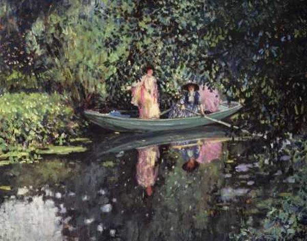 Wikioo.org - The Encyclopedia of Fine Arts - Painting, Artwork by Frederick Carl Frieseke - Two Ladies in a Boat