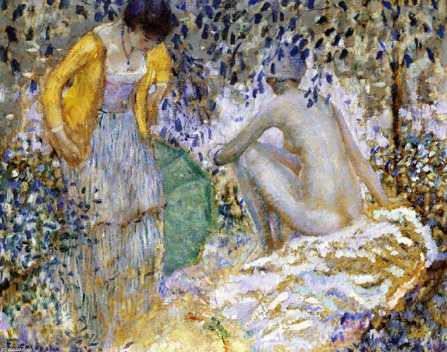 Wikioo.org - The Encyclopedia of Fine Arts - Painting, Artwork by Frederick Carl Frieseke - Two Women On The Grass
