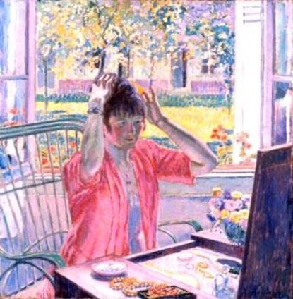 Wikioo.org - The Encyclopedia of Fine Arts - Painting, Artwork by Frederick Carl Frieseke - Woman at Dressing Table